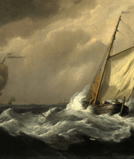 Mer agitée en pêche 80 x 65 Cm