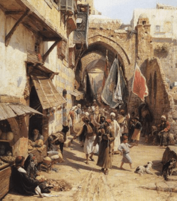 Scène de rue de Jaffa 70x60 cm