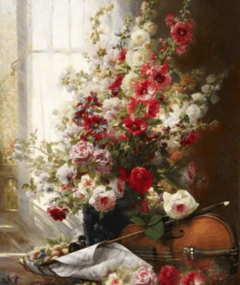 Bouquet et violon 70 x 50 cm