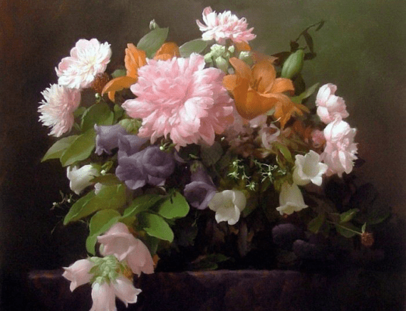 Pivoines et Iris 60 x 50 cm